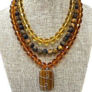 😍FALL/25😊 Tigers Eye & Amber Crystal Amulet